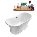 68 in. Acrylic Flat Bottom Non-Whirlpool Bathtub in White - Super Arbor