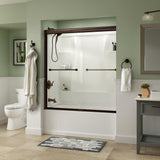 Everly 60 in. x 58-1/8 in. Traditional Semi-Frameless Sliding Bathtub Door in Nickel and 1/4 in. (6mm) Mozaic Glass - Super Arbor