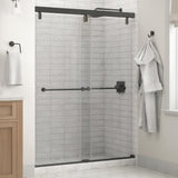 Lyndall 60 in. x 71-1/2 in. Frameless Mod Soft-Close Sliding Shower Door in Matte Black with 1/4 in. (6 mm) Clear Glass - Super Arbor