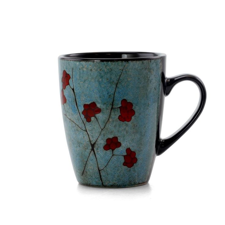 Floral Accents 16-Piece Bohemian Blue Stoneware Dinnerware Set (Service for 4)