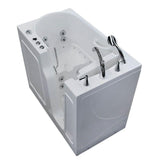 Rampart 3.9 ft. Walk-in Whirlpool and Air Bathtub with 4 in. Tile Easy Up Adhesive Wall Surround in White - Super Arbor
