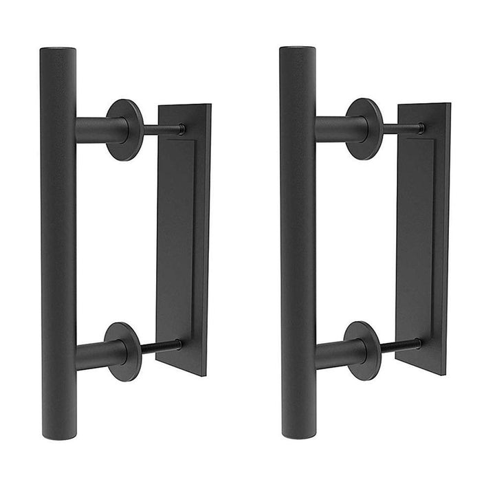 12 in. Black Ladder Pull and Flush Sliding Barn Door Handle Set (2-Pack) - Super Arbor