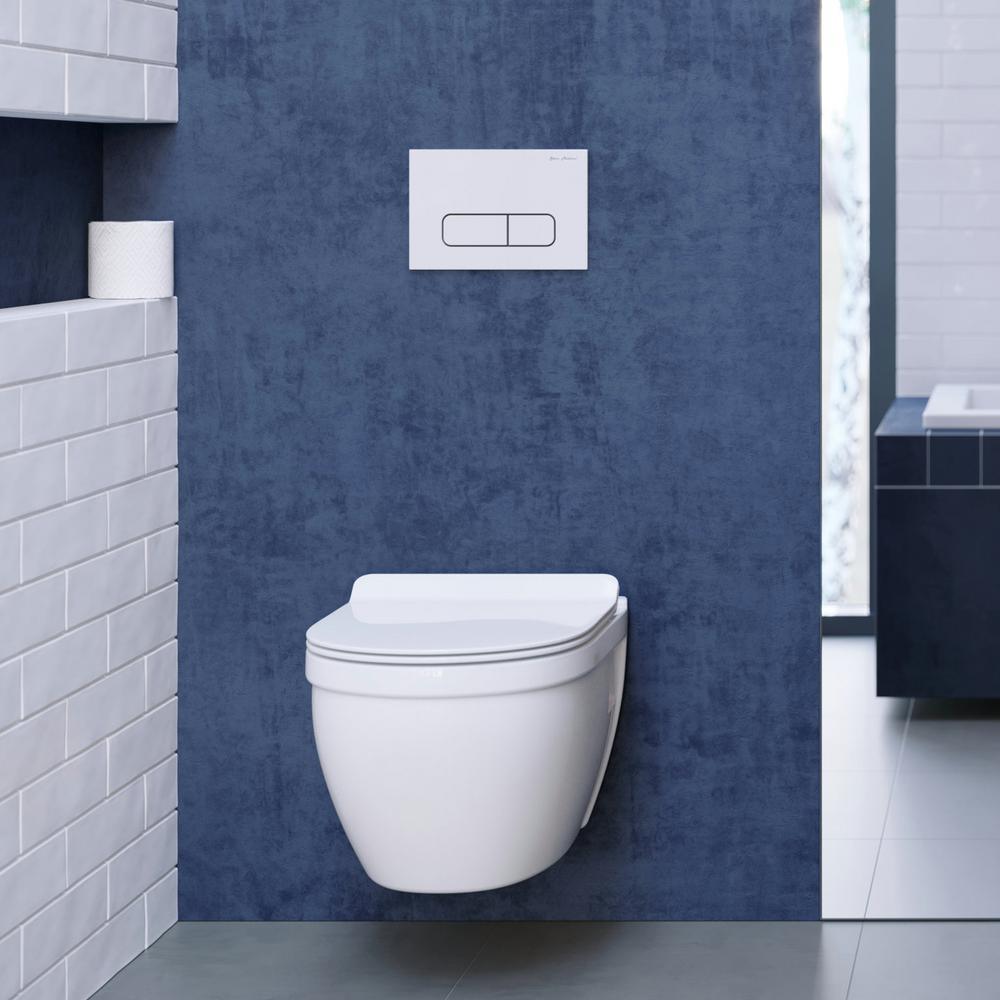 Ivy Wall Hung Elongated Toilet Bowl Only 0.8/1.28 GPF Dual Flush in White - Super Arbor