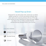 MR Direct Porcelain Vessel Sink in White with 731 Faucet and Pop-Up Drain in Brushed Nickel