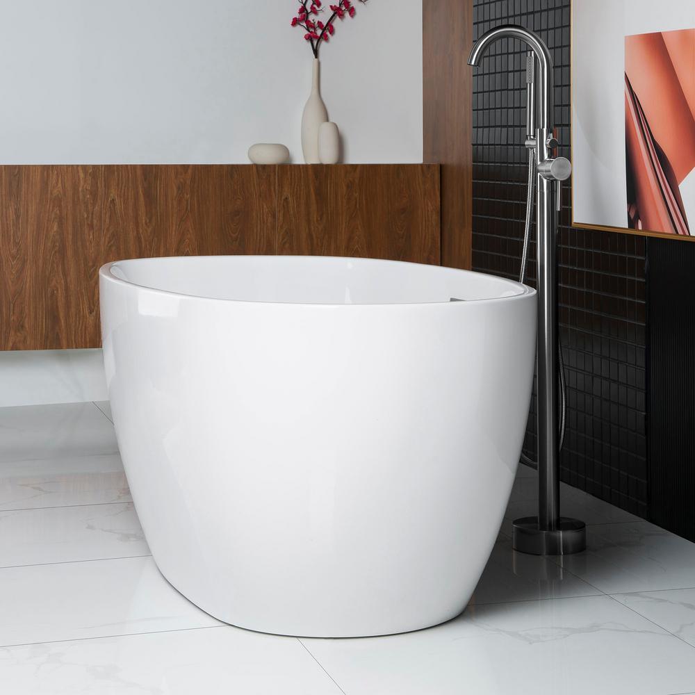 Dieppe 59 in. Acrylic Double Ended Flat Bottom Bathtub with Chrome Overflow and Drain Included in White - Super Arbor