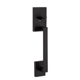 San Clemente Matte Black Door Handleset with Halifax Square Door Lever with Microban Antimicrobial Technology - Super Arbor