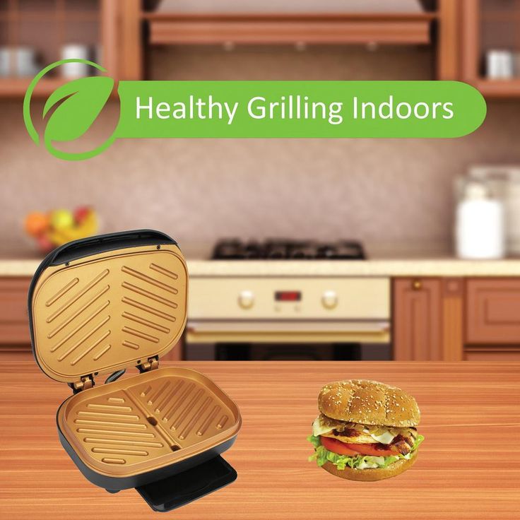 750-Watt Black 2-Serving Nonstick Indoor Electric Copper Grill and Panini Press