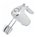 5-Speed 150-Watt White Hand Mixer with Silver Accents