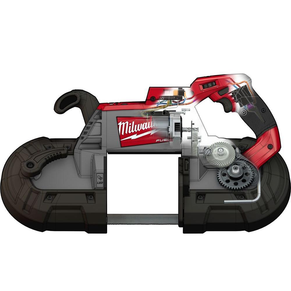 M18 FUEL 18-Volt 4-1/2 in./5 in. Lithium-Ion Brushless Cordless Grinder with Paddle Switch with Bandsaw and Batteries - Super Arbor