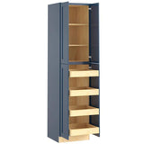 Home Decorators Collection Newport 24 in. W x 24 in. D x 96 in. H Assembled Plywood Pantry Kitchen Cabinet in Mythic Blue with 4ROT Soft Close