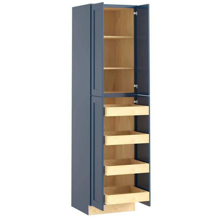 Home Decorators Collection Newport 24 in. W x 24 in. D x 96 in. H Assembled Plywood Pantry Kitchen Cabinet in Mythic Blue with 4ROT Soft Close