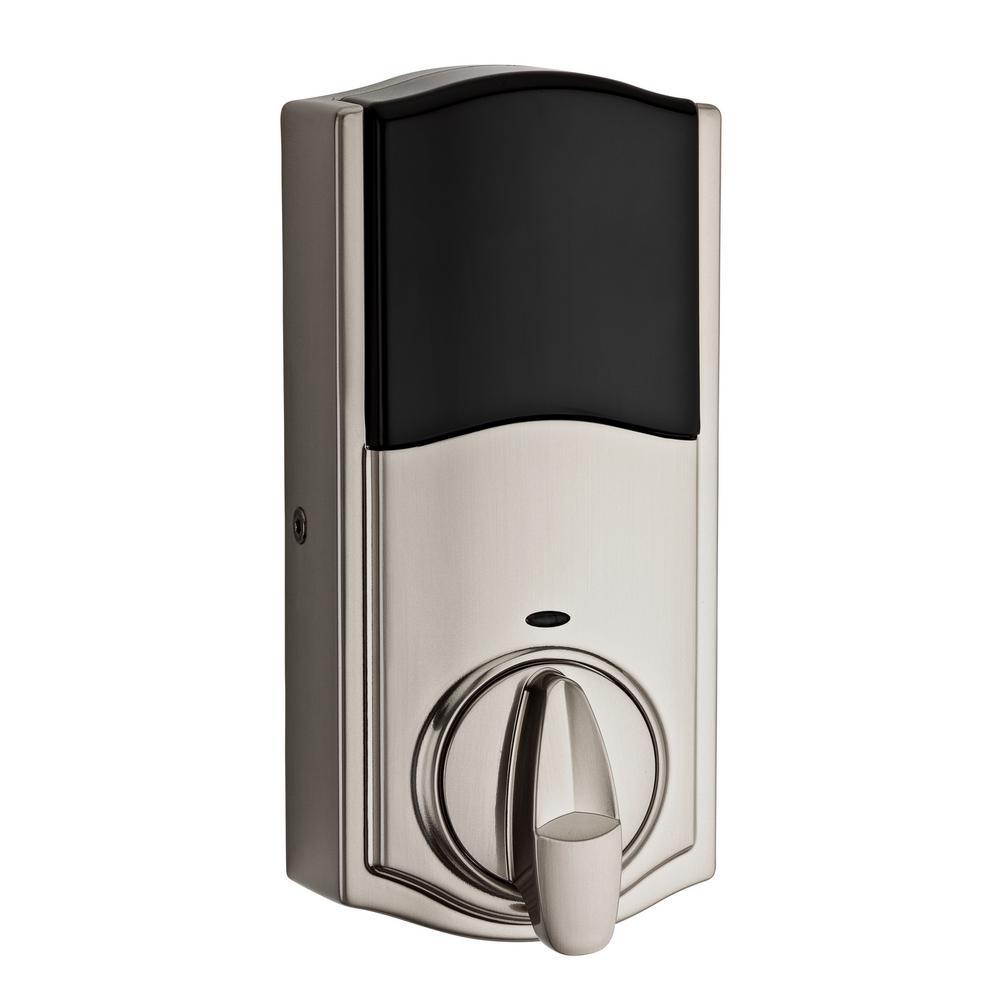 Z-Wave SmartCode Satin Nickel Single Cylinder Electronic Deadbolt featuring Juno Hall/Closet Knob - Super Arbor