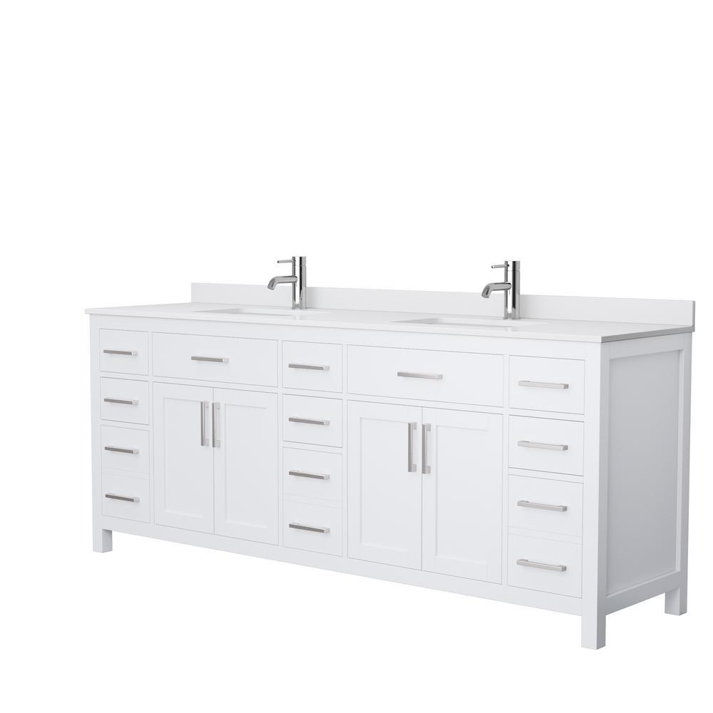 Beckett 54 in. W x 22 in. D Single Vanity in White with Cultured Marble Vanity Top in Carrara with White Basin - Super Arbor