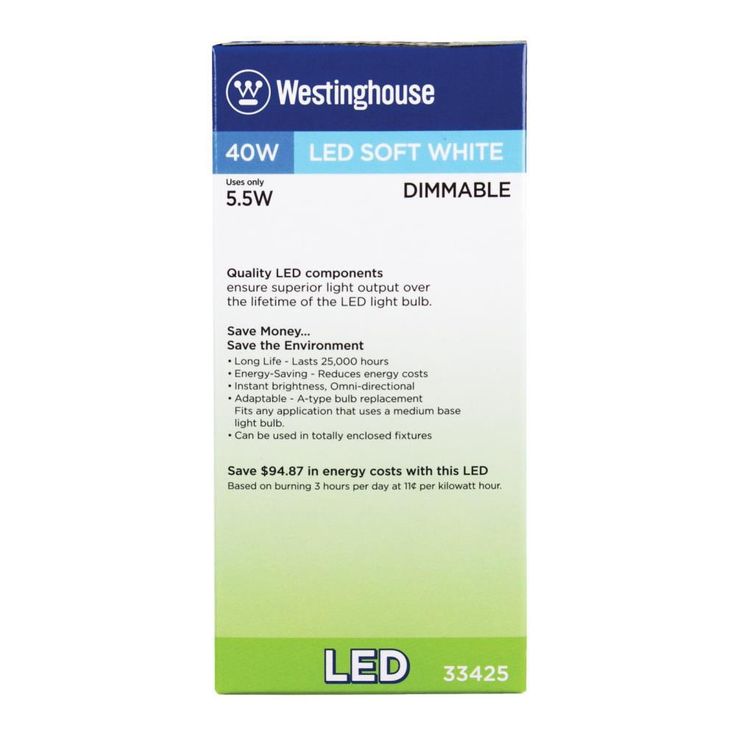 Westinghouse 40W Equivalent Soft White Omni A19 Dimmable LED Light Bulb