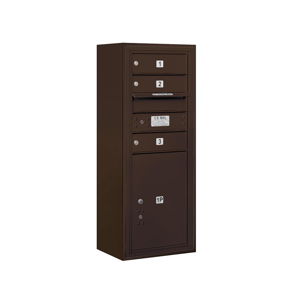 3800 Horizontal Series 3-Compartment with 1-Parcel Locker Surface Mount Mailbox - Super Arbor