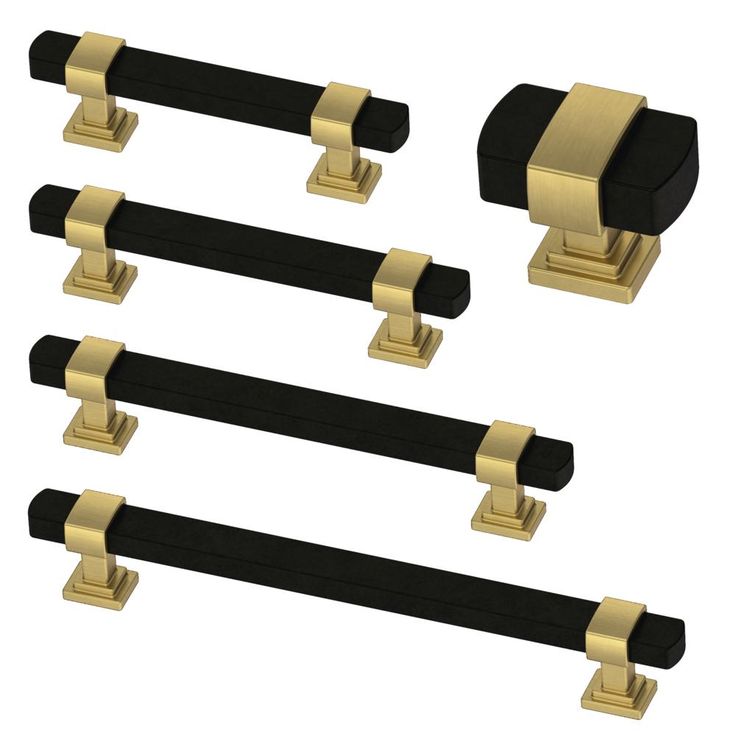 Wrapped Square 1-3/16 in. (30mm) Brushed Brass and Matte Black Cabinet Knob