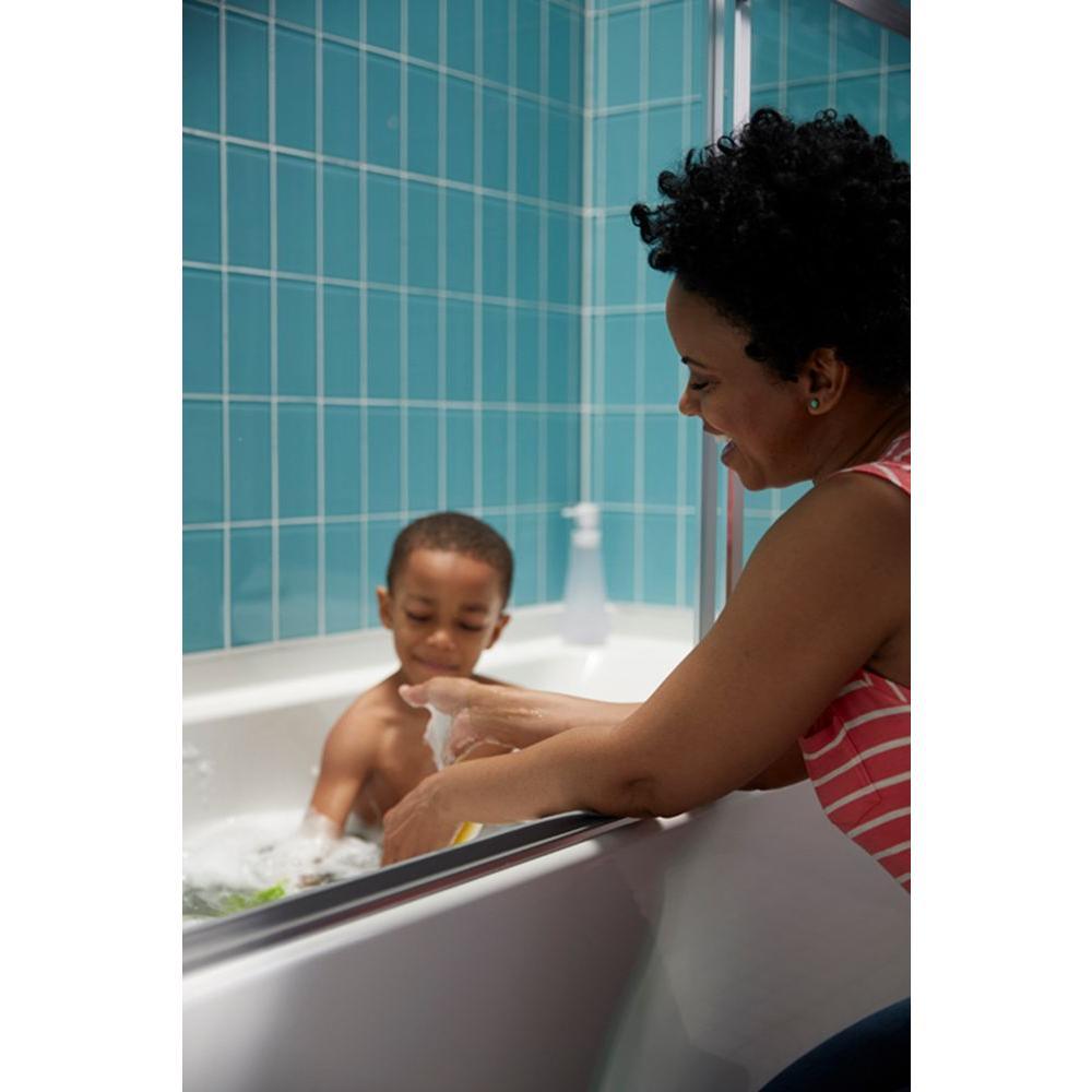 Prevail 59-3/8 in. x 56-3/8 in. Framed Sliding Tub/Shower Door in Silver with Handle - Super Arbor