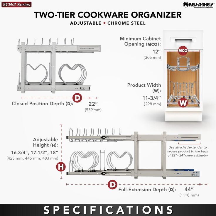 Rev-A-Shelf 20.75-in W x 18-in H 2-Tier Pull Out Metal Soft Close Basket