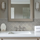 MSI Dove Gray Arabesque 10-1/2 in. x 15-1/2 in. x 8 mm Glossy Ceramic Mesh-Mounted Mosaic Wall Tile (11.7 sq. ft. / case)