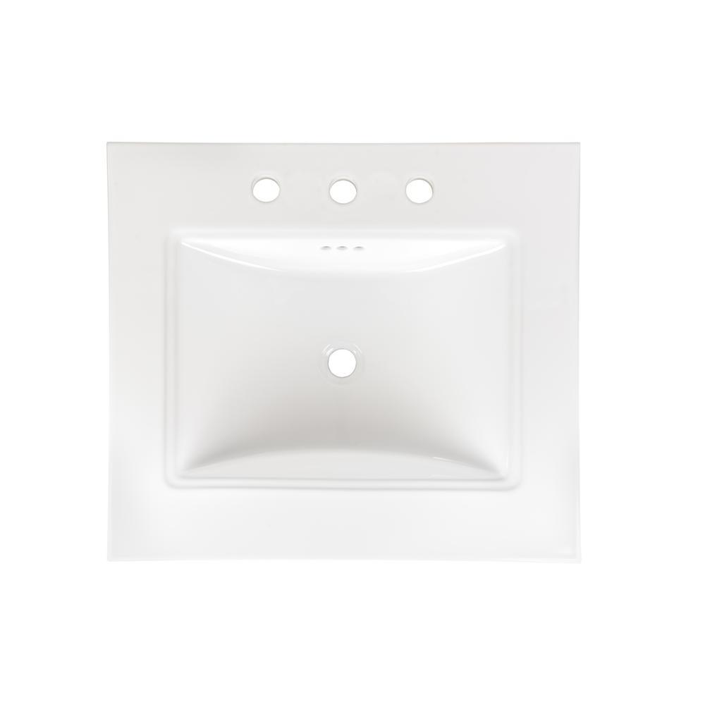 Aravo 24.5 in. W x 22 in. D Vitreous China Vanity Top in White with Integrated Basin - Super Arbor