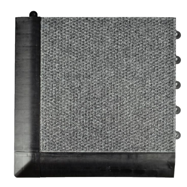 Greatmats Click Tile Black 2-3/8 in. x 12.14 in. x 5/8 in. Female Border Ramp with Loops (Case of 4)