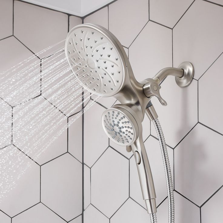 Attract 6-spray 6.75 in. Dual Shower Head and Handheld Shower Head in Spot Resist Brushed Nickel Eco