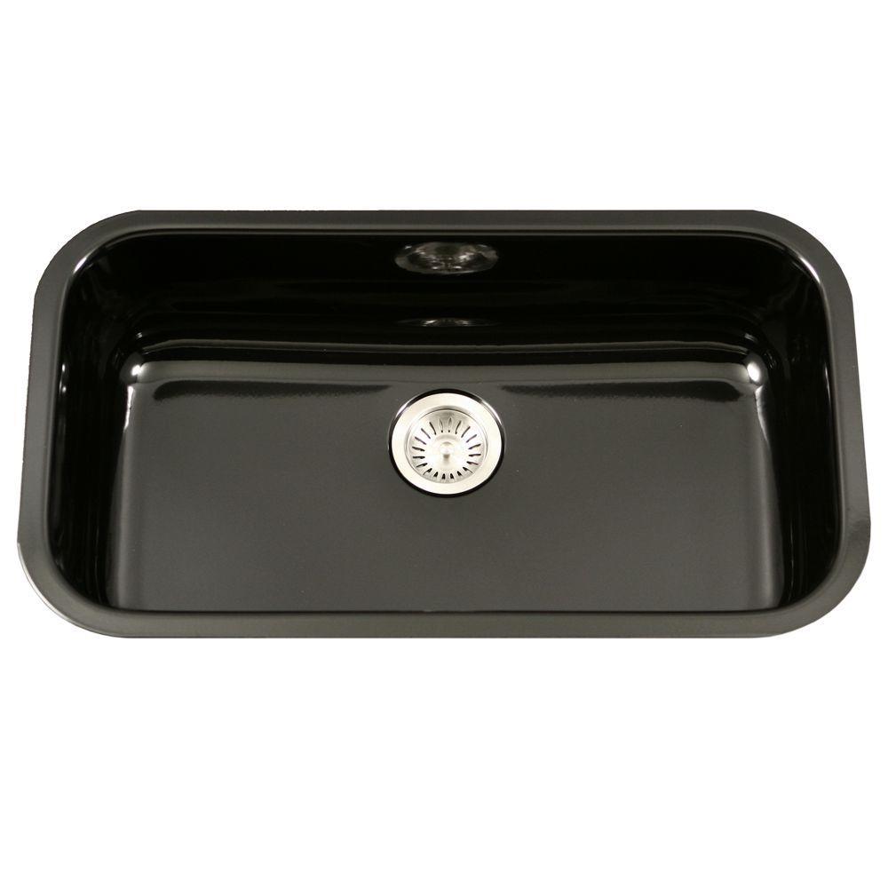 Porcela Series Undermount Porcelain Enamel Steel 31 in. Large Single Bowl Kitchen Sink in White - Super Arbor