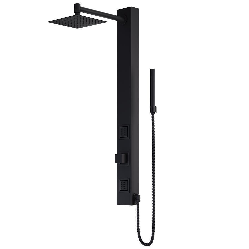 Orchid 39.375 in. 2-Jet High Pressure Shower System with Fixed Rainhead and Handheld Dual Shower in Stainless Steel - Super Arbor