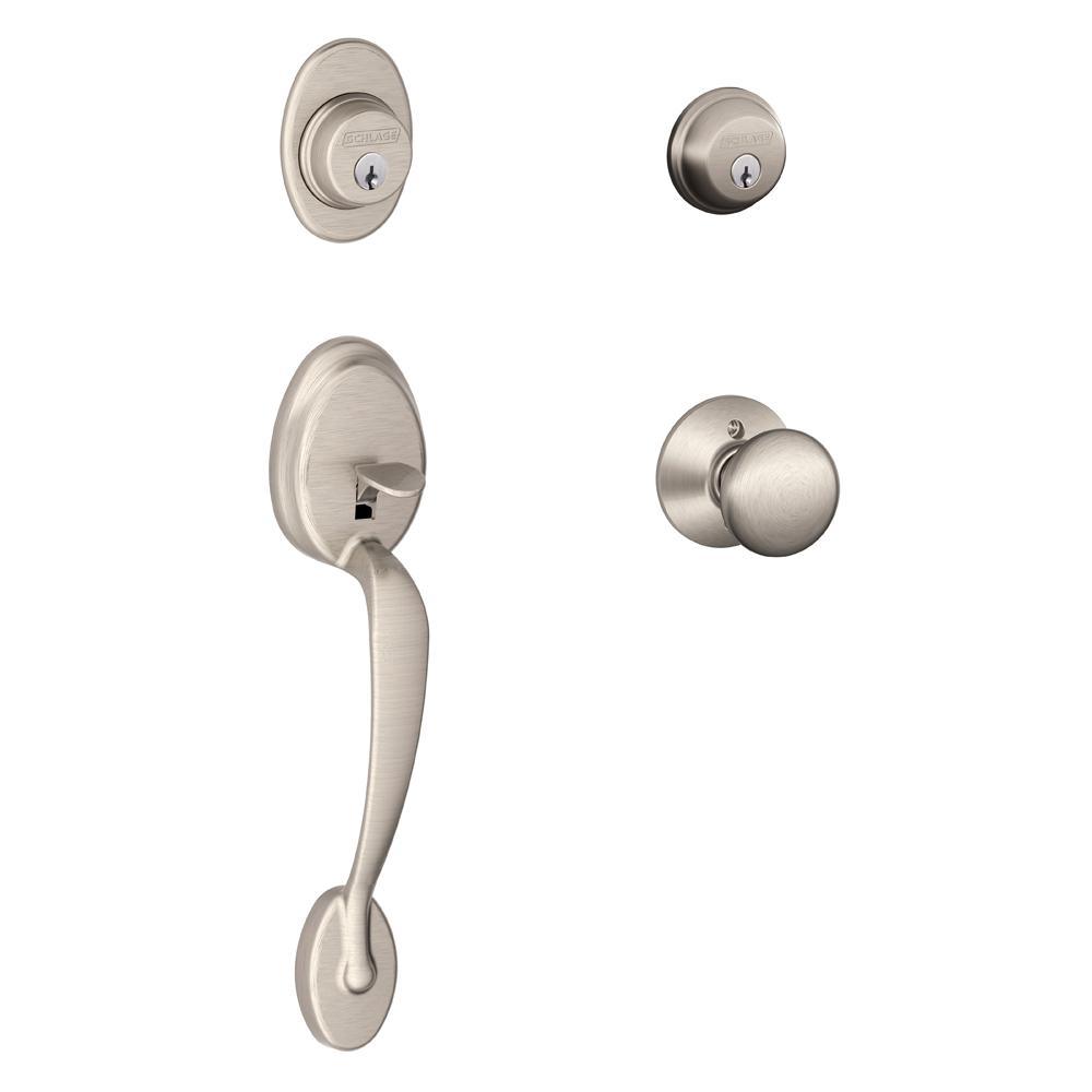 Plymouth Satin Nickel Double Cylinder Deadbolt with Plymouth Knob Door Handleset - Super Arbor