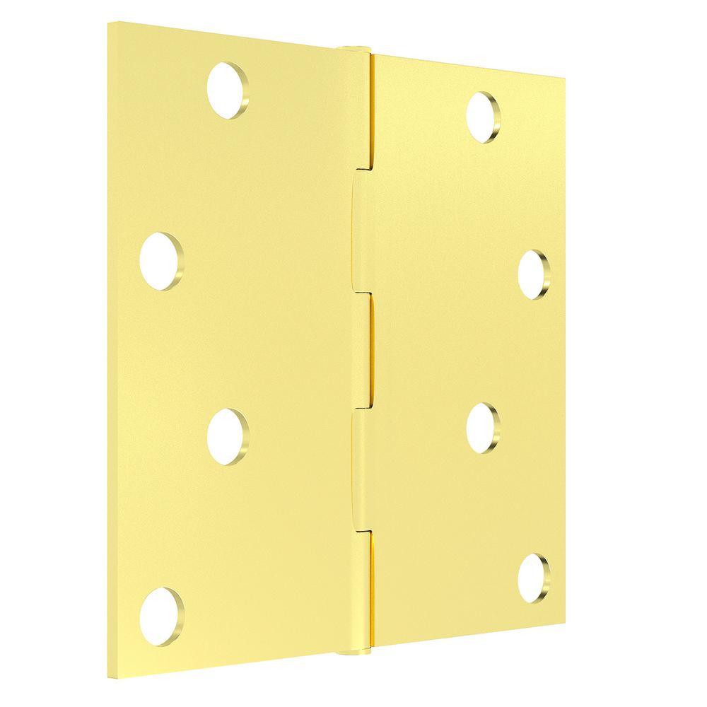 4 in. Brass Residential Door Hinge with Square Corner Removable Pin Full Mortise (9-Pack) - Super Arbor
