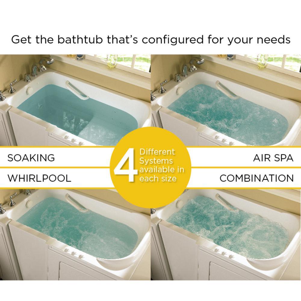 Acrylic Luxury 60 in. Right Hand Walk-In Whirlpool and Air Bathtub in White - Super Arbor
