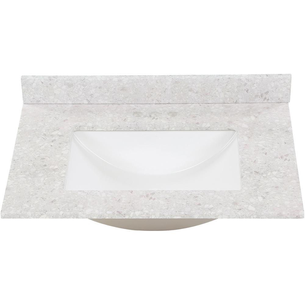 37 in. W x 22 in. D Stone Effects Vanity Top in Cold Fusion with White Sink - Super Arbor