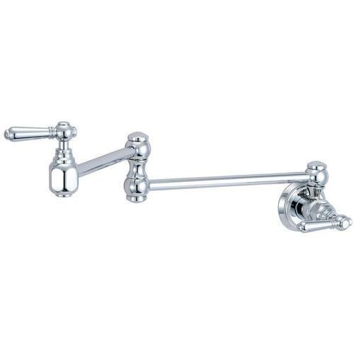 Pioneer Industries Americana Polished Chrome 2-Handle Wall-Mount Pot Filler Handle Kitchen Faucet
