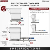 Rev-A-Shelf 20-Quart Plastic Pull Out Trash Can