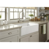 Bradstreet II Farmhouse Fireclay 30 in. Single Bowl Kitchen Sink with Strainer Drain in Crisp White - Super Arbor