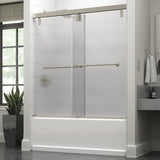Lyndall 60 x 59-1/4 in. Frameless Mod Soft-Close Sliding Bathtub Door in Nickel with 3/8 in. (10mm) Clear Glass - Super Arbor