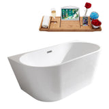 59 in. Center Drain Oval Alcove Non-Whirlpool Bathtub in Glossy White - Super Arbor