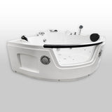 Miami with heater 53.14 in. Acrylic Center Drain Corner Alcove Whirlpool Bathtub in White - Super Arbor