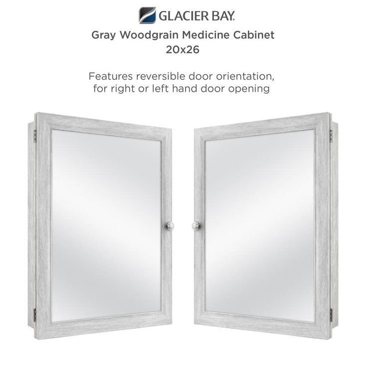 20 in. x 26 in. Recessed or Surface Mount Framed Medicine Cabinet in Gray