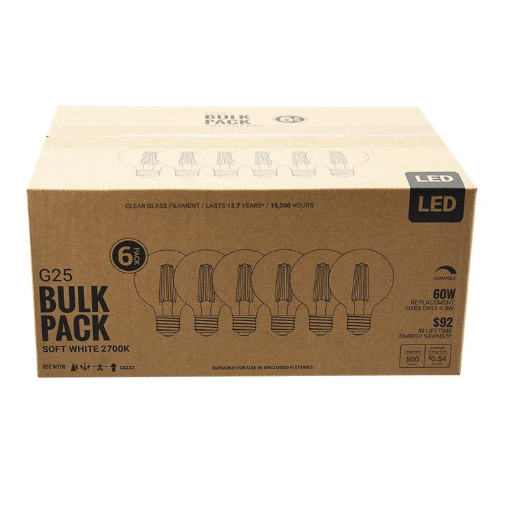 60-Watt Equivalent G25 Globe Vanity Clear Glass Vintage Edison Filament Dimmable LED Light Bulb Soft White (6-Pack)