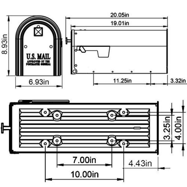Edson Medium, Steel, Post Mount Mailbox, Gray - Super Arbor