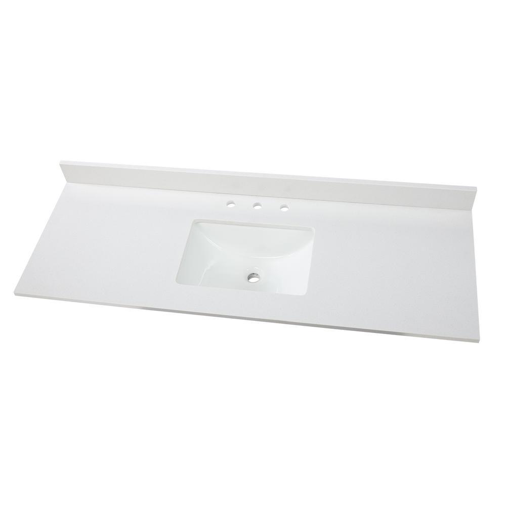 25 in. W x 19 in. D Marble Vanity Top in Carrara with White Single Trough Sink - Super Arbor
