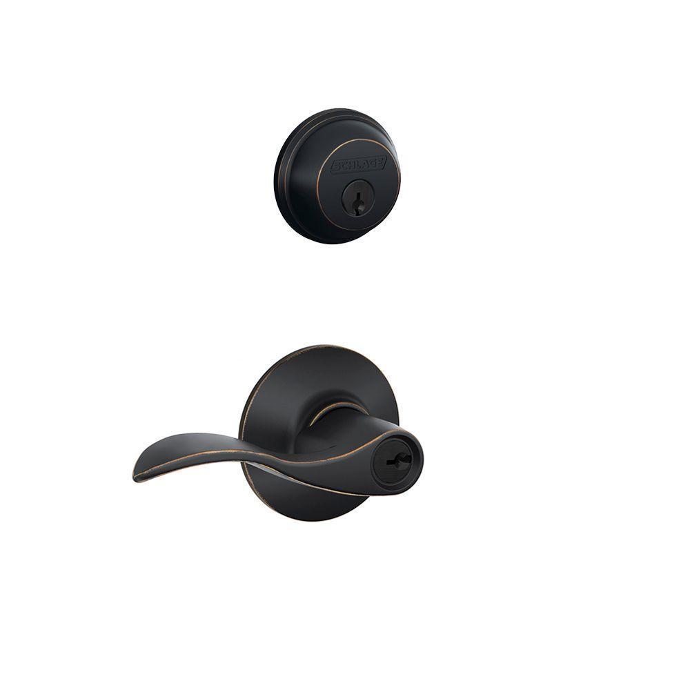 Accent Satin Nickel Single Cylinder Deadbolt and Entry Door Lever Combo Pack - Super Arbor