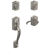 Schlage Custom Camelot Matte Black Single Cylinder Door Handleset with Whitney Lever and Alden Trim