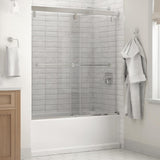 Lyndall 60 x 59-1/4 in. Frameless Mod Soft-Close Sliding Bathtub Door in Nickel with 1/4 in. (6mm) Tranquility Glass - Super Arbor