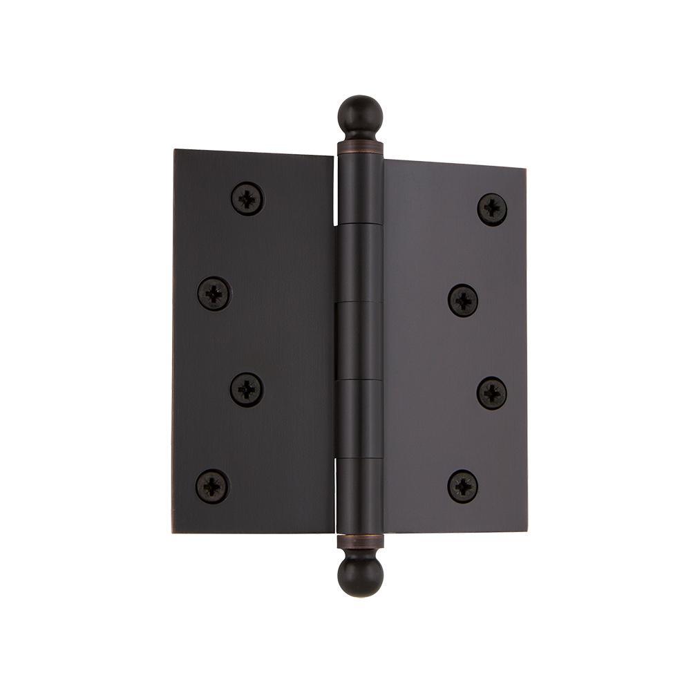 4 in. Ball Tip Residential Hinge with Square Corners in Antique Brass - Super Arbor