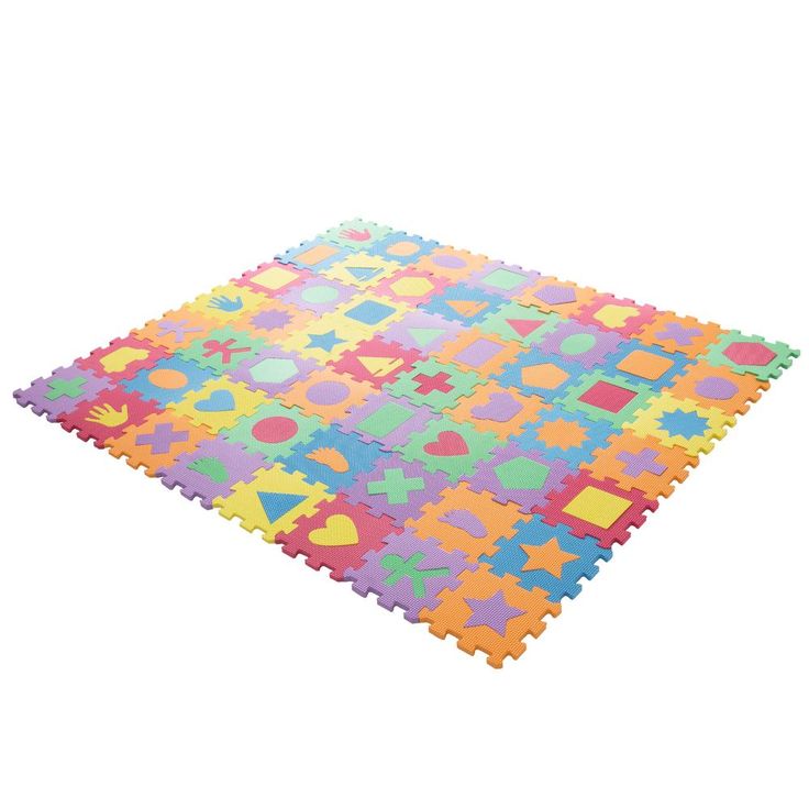 Hey! Play! Multi-Colored 6.5 in. x 6.5 in. x 0.25 in. Interlocking EVA Foam Shapes Puzzle Floor Tile (56-Pack)