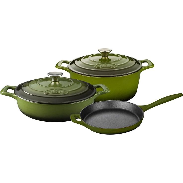 PRO Range 5-Piece Cast Iron Cookware Set in Olive Green