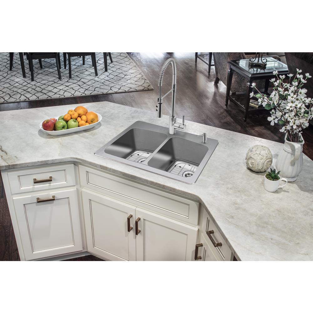Dual Mount 18-Gauge Stainless Steel 33 in. 2-Hole 50/50 Double Bowl Kitchen Sink with Grid and Drain Assemblies - Super Arbor