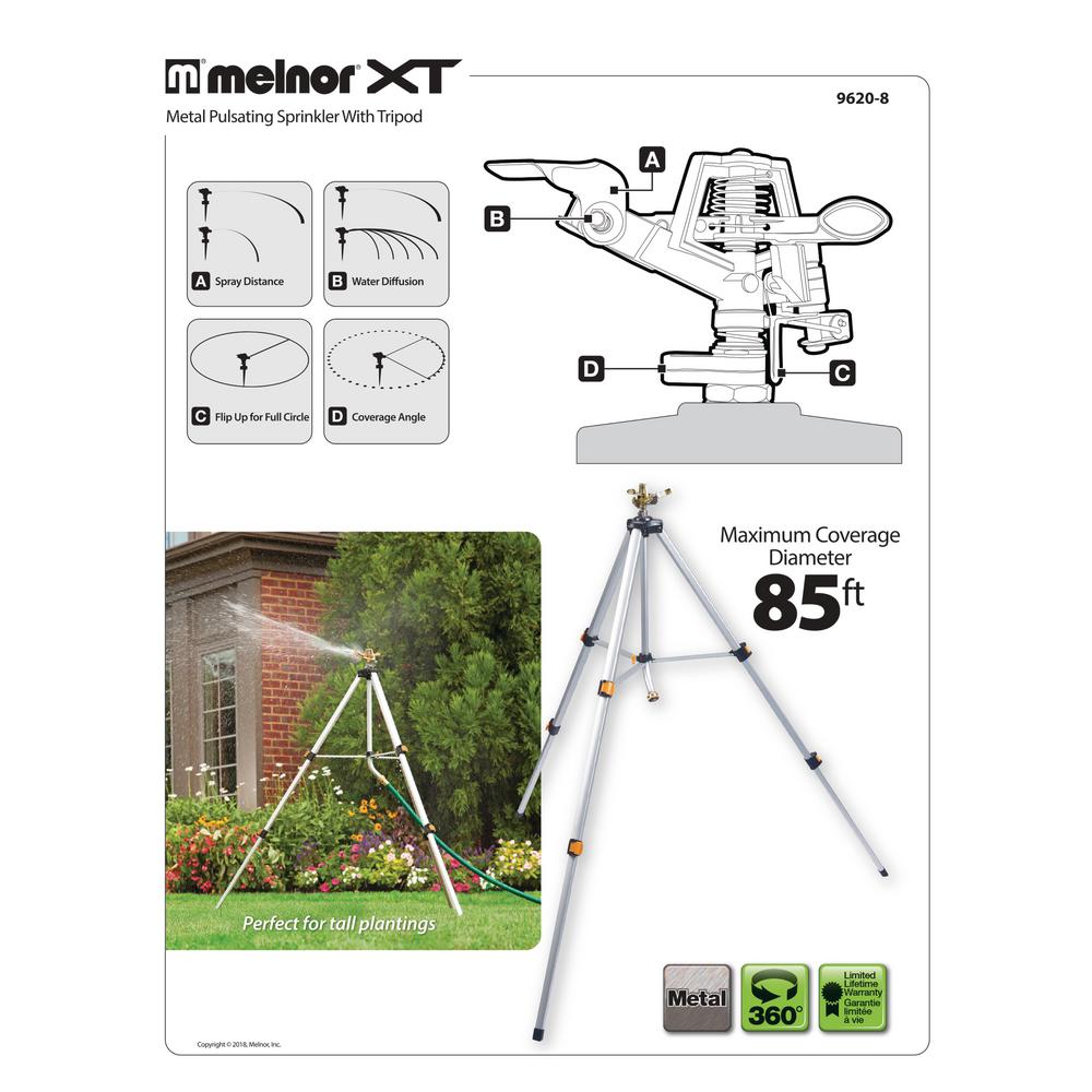 Deluxe Metal Pulsating Sprinkler with Tripod - Super Arbor